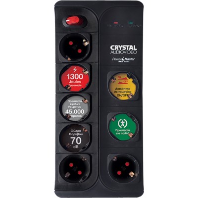 Crystal Audio CP8-1300-70 Πολύπριζο Ασφαλείας 8 Θέσεων